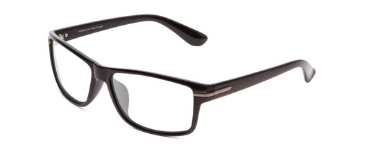 Profile View of Coyote P-43 Designer Blue Light Blocking Eyeglasses in Gloss Black Unisex Rectangle Full Rim Acetate 58 mm