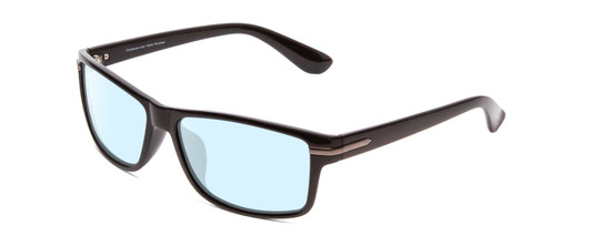 Profile View of Coyote P-43 Designer Blue Light Blocking Eyeglasses in Gloss Black Unisex Rectangle Full Rim Acetate 58 mm