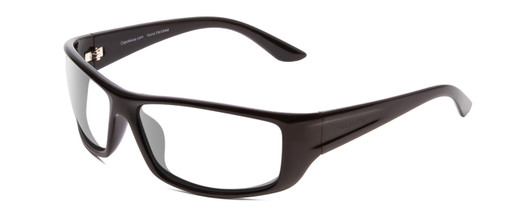 Profile View of Coyote P-59 Designer Reading Eye Glasses in Gloss Black Unisex Wrap Full Rim Acetate 63 mm