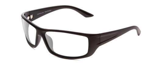 Profile View of Coyote P-59 Designer Single Vision Prescription Rx Eyeglasses in Matte Black Grey Unisex Wrap Full Rim Acetate 63 mm