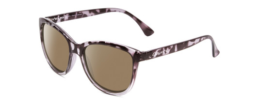 Profile View of Coyote Raven Designer Polarized Sunglasses with Custom Cut Amber Brown Lenses in Purple Tortoise Brown Ladies Cateye Full Rim Acetate 54 mm