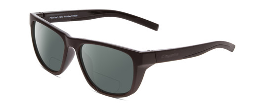 Profile View of Coyote Redfin Designer Polarized Reading Sunglasses with Custom Cut Powered Smoke Grey Lenses in Matte Black Grey Mens Square Full Rim Acetate 55 mm