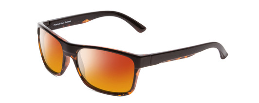 Profile View of Coyote Twisted Designer Polarized Sunglasses with Custom Cut Red Mirror Lenses in Black Tortoise Unisex Square Full Rim Acetate 58 mm