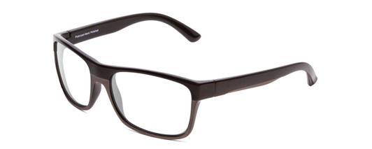 Profile View of Coyote Twisted Designer Progressive Lens Blue Light Blocking Eyeglasses in Matte Black Gun Metal Grey Mens Square Full Rim Acetate 58 mm with Blue Light Zone functionality illustration laid over the lens