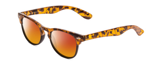 Profile View of Coyote Uptown Designer Polarized Sunglasses with Custom Cut Red Mirror Lenses in Tokyo Tortoise Black Ladies Cateye Full Rim Acetate 49 mm