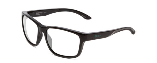 Profile View of Smith Optics Basecamp Designer Reading Eye Glasses in Gloss Black Jade Green Unisex Square Full Rim Acetate 58 mm