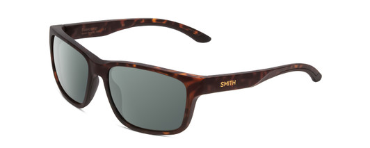 Profile View of Smith Optics Basecamp Designer Polarized Sunglasses with Custom Cut Smoke Grey Lenses in Matte Tortoise Havana Brown Gold Unisex Square Full Rim Acetate 58 mm