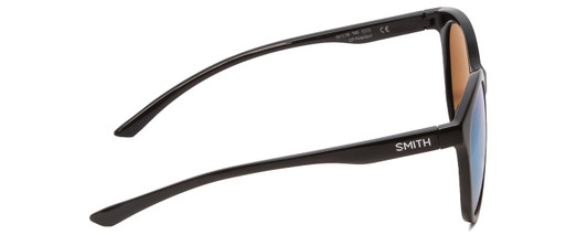 Side View of Smith Bayside Cateye Sunglasses Black/CP Polarized Opal Blue Green Mirror 54 mm