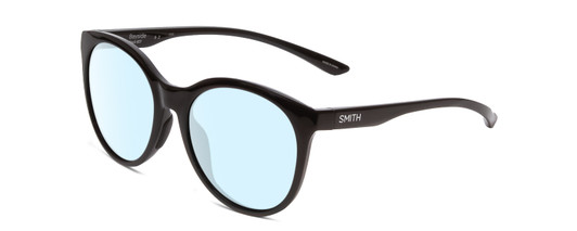 Profile View of Smith Optics Bayside Designer Blue Light Blocking Eyeglasses in Gloss Black Unisex Cateye Full Rim Acetate 54 mm