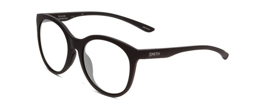 Profile View of Smith Optics Bayside Designer Reading Eye Glasses with Custom Cut Powered Lenses in Matte Black Unisex Cateye Full Rim Acetate 54 mm