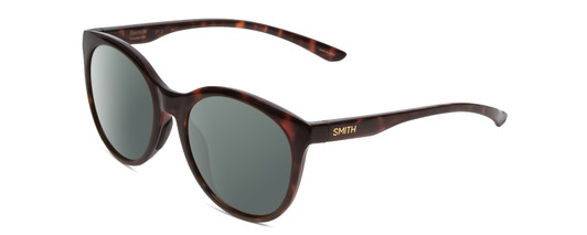 Profile View of Smith Optics Bayside Designer Polarized Sunglasses with Custom Cut Smoke Grey Lenses in Tortoise Havana Brown Gold Unisex Cateye Full Rim Acetate 54 mm
