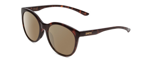 Profile View of Smith Optics Bayside Designer Polarized Sunglasses with Custom Cut Amber Brown Lenses in Tortoise Havana Brown Gold Unisex Cateye Full Rim Acetate 54 mm
