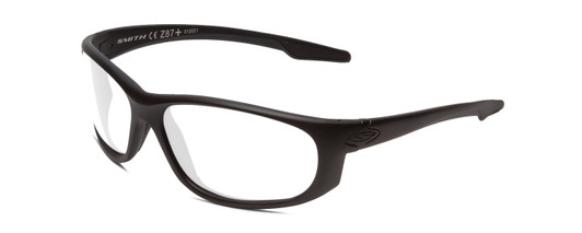 Profile View of Smith Optics Chamber Elite Designer Reading Eye Glasses in Matte Black Unisex Wrap Full Rim Acetate 65 mm