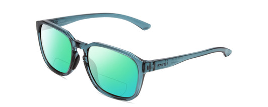 Profile View of Smith Optics Contour Designer Polarized Reading Sunglasses with Custom Cut Powered Green Mirror Lenses in Crystal Stone Blue Green Unisex Square Full Rim Acetate 56 mm