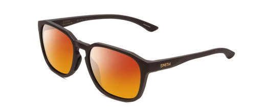 Profile View of Smith Optics Contour Designer Polarized Sunglasses with Custom Cut Red Mirror Lenses in Matte Gravy Grey Unisex Square Full Rim Acetate 56 mm