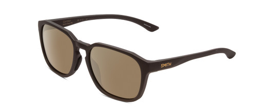 Profile View of Smith Optics Contour Designer Polarized Sunglasses with Custom Cut Amber Brown Lenses in Matte Gravy Grey Unisex Square Full Rim Acetate 56 mm