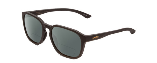 Profile View of Smith Optics Contour Designer Polarized Reading Sunglasses with Custom Cut Powered Smoke Grey Lenses in Matte Gravy Grey Unisex Square Full Rim Acetate 56 mm