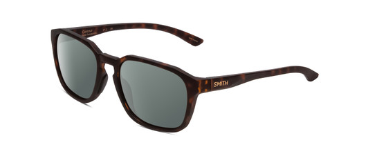 Profile View of Smith Optics Contour Designer Polarized Sunglasses with Custom Cut Smoke Grey Lenses in Matte Tortoise Havana Gold Unisex Square Full Rim Acetate 56 mm