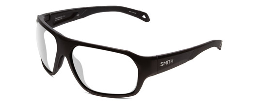 Profile View of Smith Optics Deckboss Designer Blue Light Blocking Eyeglasses in Matte Black Unisex Rectangle Full Rim Acetate 63 mm