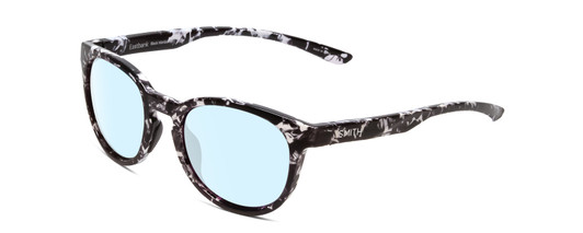 Profile View of Smith Optics Eastbank Designer Blue Light Blocking Eyeglasses in Black Marble Tortoise Unisex Round Full Rim Acetate 52 mm