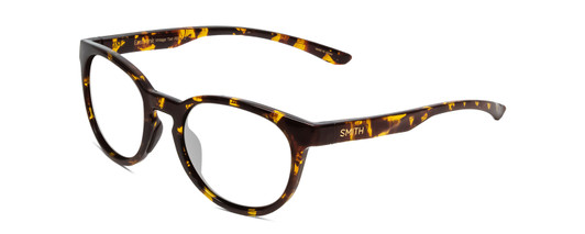 Profile View of Smith Optics Eastbank Designer Blue Light Blocking Eyeglasses in Vintage Tortoise Havana Brown Gold Unisex Round Full Rim Acetate 52 mm