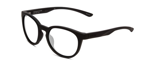 Profile View of Smith Optics Eastbank Core Designer Progressive Lens Blue Light Blocking Eyeglasses in Matte Black Unisex Round Full Rim Acetate 52 mm with Blue Light Zone functionality illustration laid over the lens