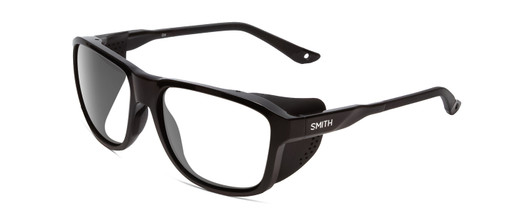 Profile View of Smith Optics Embark Designer Reading Eye Glasses with Custom Cut Powered Lenses in Gloss&Matte Black Unisex Wrap Full Rim Acetate 58 mm