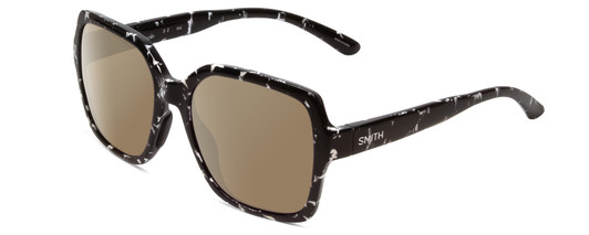 Profile View of Smith Optics Flare Designer Polarized Sunglasses with Custom Cut Amber Brown Lenses in Black Marble Tortoise Ladies Oversized Full Rim Acetate 57 mm