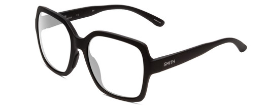 Profile View of Smith Optics Flare Designer Reading Eye Glasses with Custom Cut Powered Lenses in Matte Black Ladies Oversized Full Rim Acetate 57 mm