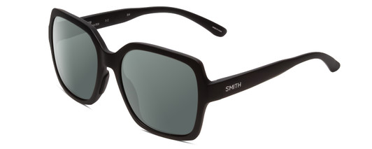 Profile View of Smith Optics Flare Designer Polarized Sunglasses with Custom Cut Smoke Grey Lenses in Matte Black Ladies Oversized Full Rim Acetate 57 mm