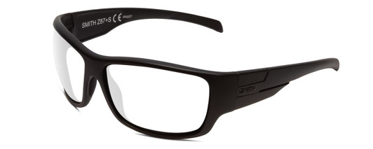 Profile View of Smith Optics Frontman Elite Designer Reading Eye Glasses in Gloss Black Unisex Wrap Full Rim Acetate 61 mm