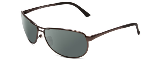 Profile View of Smith Optics Gray Man Elite Designer Polarized Sunglasses with Custom Cut Smoke Grey Lenses in Matte Gun Metal Silver Unisex Oval Full Rim Metal 63 mm