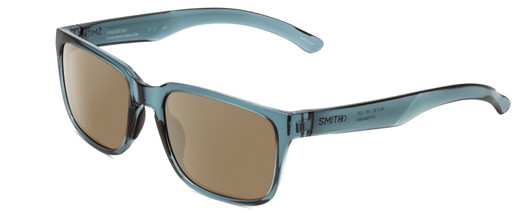 Profile View of Smith Optics Headliner Designer Polarized Sunglasses with Custom Cut Amber Brown Lenses in Crystal Stone Blue Green Unisex Square Full Rim Acetate 55 mm