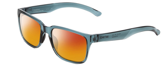 Profile View of Smith Optics Headliner Designer Polarized Sunglasses with Custom Cut Red Mirror Lenses in Crystal Stone Blue Green Unisex Square Full Rim Acetate 55 mm