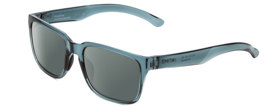Profile View of Smith Optics Headliner Designer Polarized Sunglasses with Custom Cut Smoke Grey Lenses in Crystal Stone Blue Green Unisex Square Full Rim Acetate 55 mm