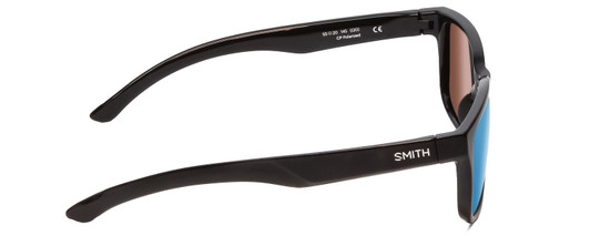 Side View of Smith Headliner Unisex Sunglasses in Black/ChromaPop Polarized Blue Mirror 55 mm