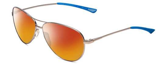 Profile View of Smith Optics Langley Designer Polarized Sunglasses with Custom Cut Red Mirror Lenses in Matte Ruthenium Silver Unisex Aviator Full Rim Metal 60 mm