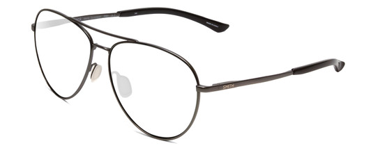 Profile View of Smith Optics Layback Designer Blue Light Blocking Eyeglasses in Matte Gun Metal Silver Unisex Aviator Full Rim Metal 60 mm