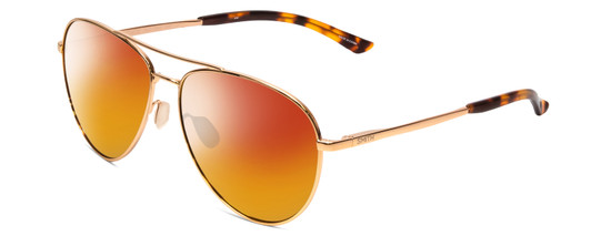 Profile View of Smith Optics Layback Designer Polarized Sunglasses with Custom Cut Red Mirror Lenses in Rose Gold Unisex Aviator Full Rim Metal 60 mm
