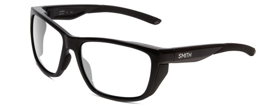 Profile View of Smith Optics Longfin Designer Reading Eye Glasses with Custom Cut Powered Lenses in Gloss Black Unisex Wrap Full Rim Acetate 59 mm