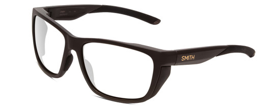 Profile View of Smith Optics Longfin Designer Progressive Lens Blue Light Blocking Eyeglasses in Matte Gravy Grey Unisex Wrap Full Rim Acetate 59 mm with Blue Light Zone functionality illustration laid over the lens