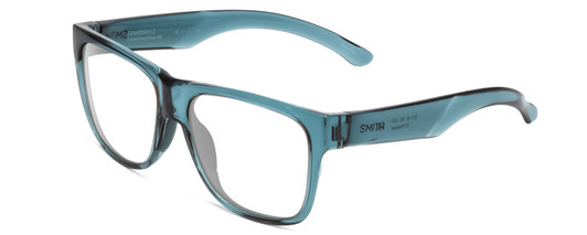 Profile View of Smith Optics Lowdown 2 Designer Reading Eye Glasses in Crystal Stone Blue Green Unisex Classic Full Rim Acetate 55 mm