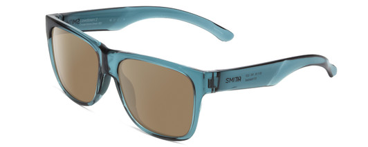 Profile View of Smith Optics Lowdown 2 Designer Polarized Sunglasses with Custom Cut Amber Brown Lenses in Crystal Stone Blue Green Unisex Classic Full Rim Acetate 55 mm