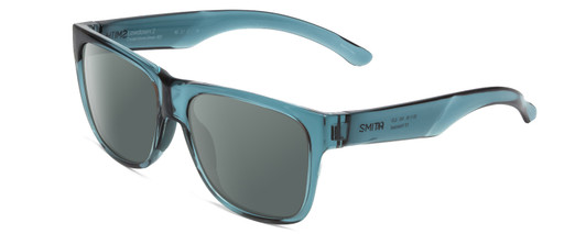 Profile View of Smith Optics Lowdown 2 Designer Polarized Sunglasses with Custom Cut Smoke Grey Lenses in Crystal Stone Blue Green Unisex Classic Full Rim Acetate 55 mm