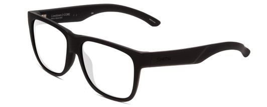 Profile View of Smith Optics Lowdown 2 Core Designer Reading Eye Glasses in Matte Black Unisex Classic Full Rim Acetate 55 mm