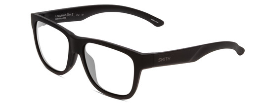 Profile View of Smith Optics Lowdown Slim 2 Designer Reading Eye Glasses in Matte Black Unisex Classic Full Rim Acetate 53 mm