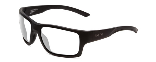 Profile View of Smith Optics Outback Elite Designer Reading Eye Glasses in Matte Black Unisex Square Full Rim Acetate 59 mm