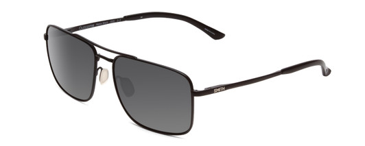 Profile View of Smith Outcome Unisex Aviator Designer Sunglasses Matte Black/Polarized Gray 59mm