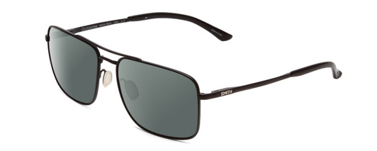 Profile View of Smith Optics Outcome Designer Polarized Sunglasses with Custom Cut Smoke Grey Lenses in Matte Black Unisex Aviator Full Rim Metal 59 mm