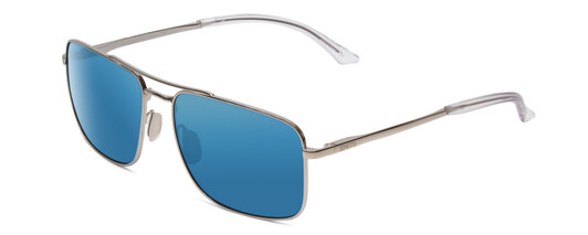 Profile View of Smith Outcome Unisex Aviator Sunglass Silver/ChromaPop Polarize Blue Mirror 59mm